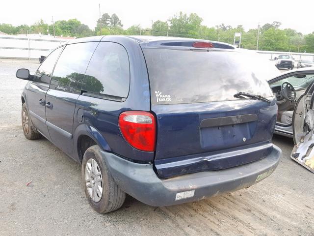 1D4GP25B16B738843 - 2006 DODGE CARAVAN SE BLUE photo 3