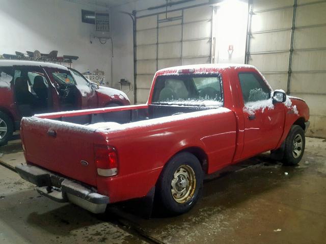 1FTYR10C0YPA20941 - 2000 FORD RANGER RED photo 4