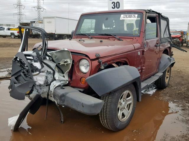 1J4AA2D11AL117094 - 2010 JEEP WRANGLER S BURGUNDY photo 2