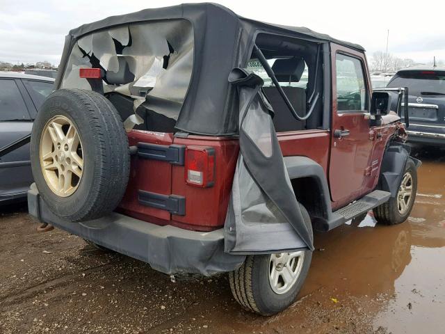 1J4AA2D11AL117094 - 2010 JEEP WRANGLER S BURGUNDY photo 4