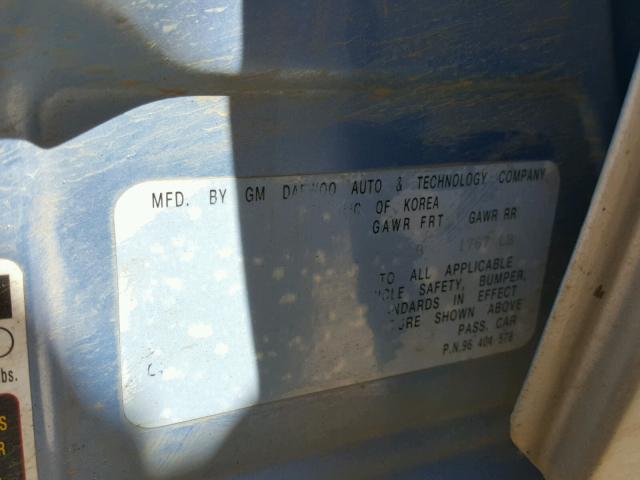 KL1TD52675B390680 - 2005 CHEVROLET AVEO BASE Mavi foto 10