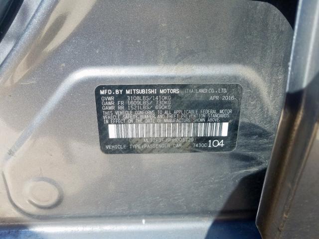 ML32F3FJ9HH003729 - 2017 MITSUBISHI MIRAGE G4 ES  ფოტო 10