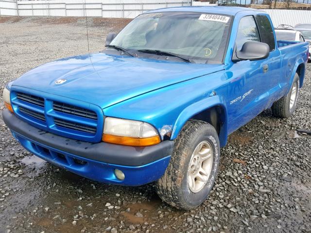 1B7GG22N91S206969 - 2001 DODGE DAKOTA BLUE photo 2