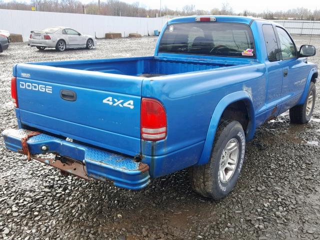 1B7GG22N91S206969 - 2001 DODGE DAKOTA BLUE photo 4