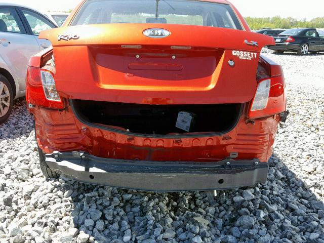 KNADH4A39A6662701 - 2010 KIA RIO LX ORANGE photo 9