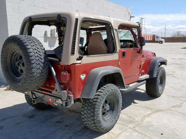 1J4FY19S4XP435788 - 1999 JEEP WRANGLER / RED photo 4