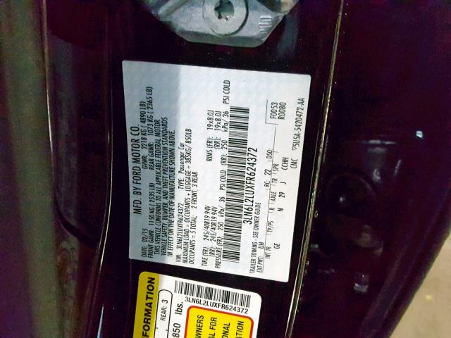 3LN6L2LUXFR624372 - 2015 LINCOLN MKZ HYBRID BLACK photo 10