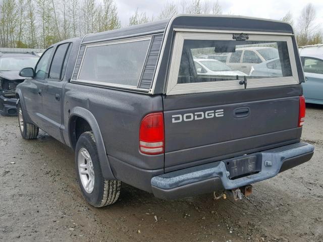 1B7HL38NX2S528938 - 2002 DODGE DAKOTA QUA GRAY photo 3