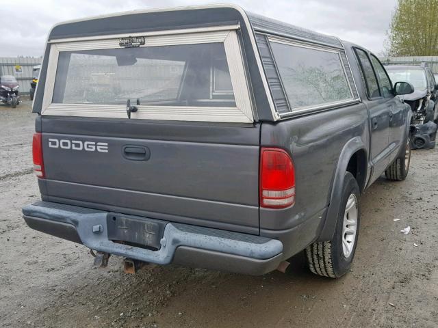 1B7HL38NX2S528938 - 2002 DODGE DAKOTA QUA GRAY photo 4