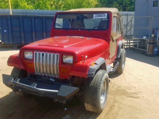 1J4FY19PXSP208965 - 1995 JEEP WRANGLER / RED photo 2