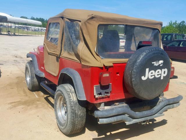 1J4FY19PXSP208965 - 1995 JEEP WRANGLER / RED photo 3