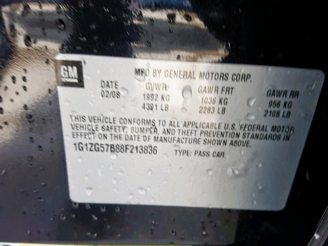 1G1ZG57B88F213836 - 2008 CHEVROLET MALIBU LS CHARCOAL photo 10