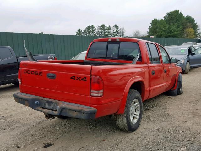 1B7HG2AN21S329826 - 2001 DODGE DAKOTA QUA RED photo 4