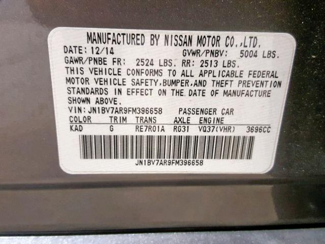 JN1BV7AR9FM396658 - 2015 INFINITI Q50 BASE GRAY photo 10