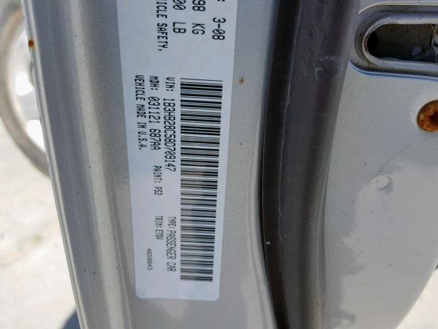 1B3HB28C58D709147 - 2008 DODGE CALIBER SILVER photo 10