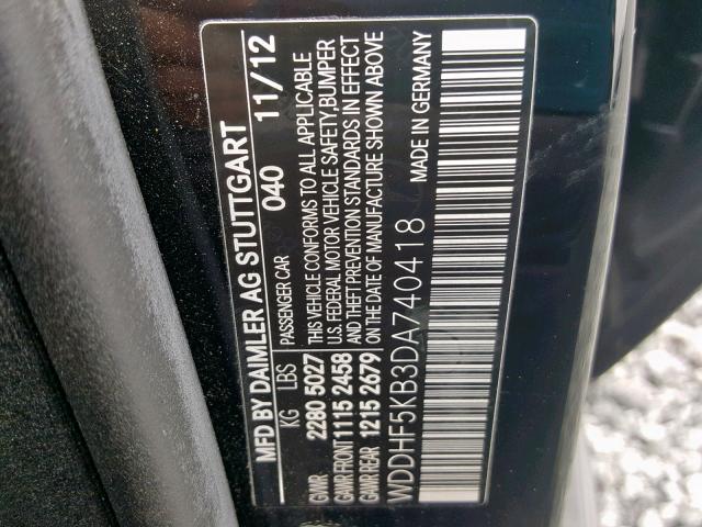 WDDHF5KB3DA740418 - 2013 MERCEDES-BENZ E 350 BLACK photo 10