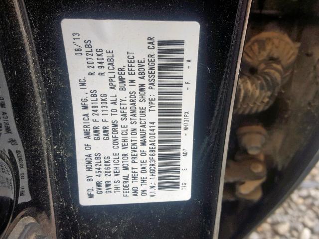 1HGCR3F88EA000414 - 2014 HONDA ACCORD EXL WHITE photo 10