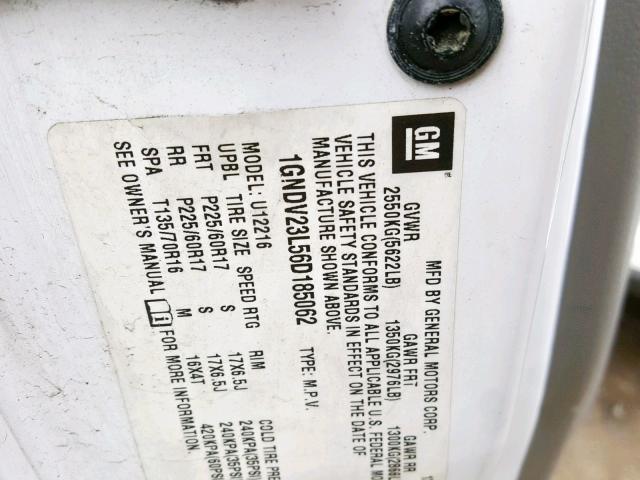 1GNDV23L56D185062 - 2006 CHEVROLET UPLANDER L 白色 照片 10