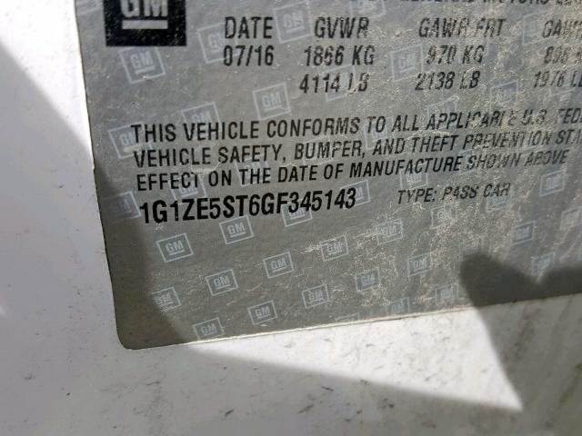 1G1ZB5ST3GF252413 - 2016 CHEVROLET MALIBU LS WHITE photo 10