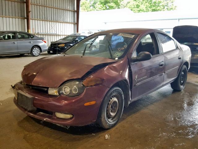 1B3ES46C91D163282 - 2001 DODGE NEON SE BURGUNDY photo 2