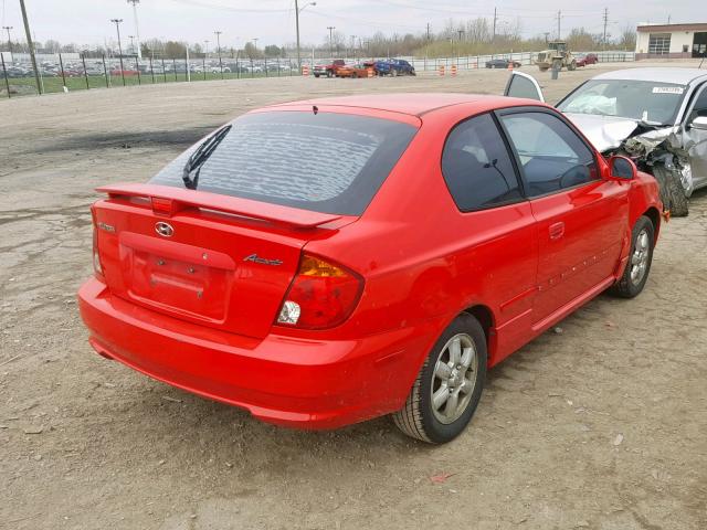 KMHCG35C35U334919 - 2005 HYUNDAI ACCENT GS RED photo 4