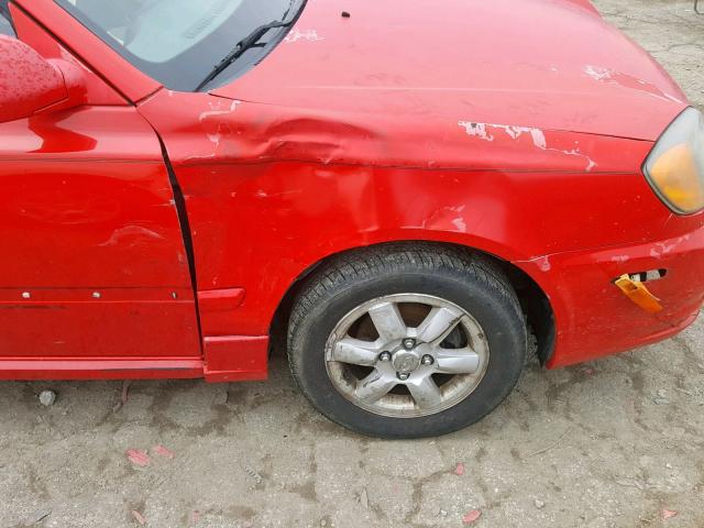 KMHCG35C35U334919 - 2005 HYUNDAI ACCENT GS RED photo 9