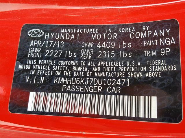 KMHHU6KJ7DU102471 - 2013 HYUNDAI GENESIS CO RED photo 10