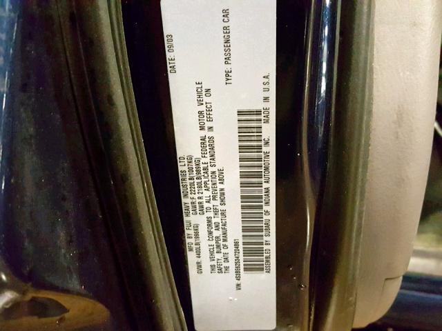 4S3BE625347204861 - 2004 SUBARU LEGACY L S BLUE photo 10