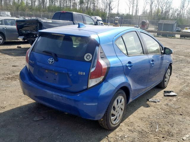 JTDKDTB3XF1087818 - 2015 TOYOTA PRIUS C BLUE photo 4