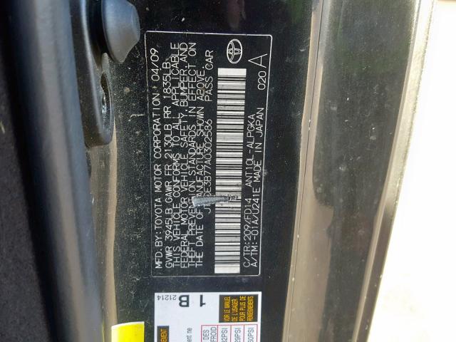 JTKDE3B77A0302586 - 2010 TOYOTA SCION TC BLACK photo 10