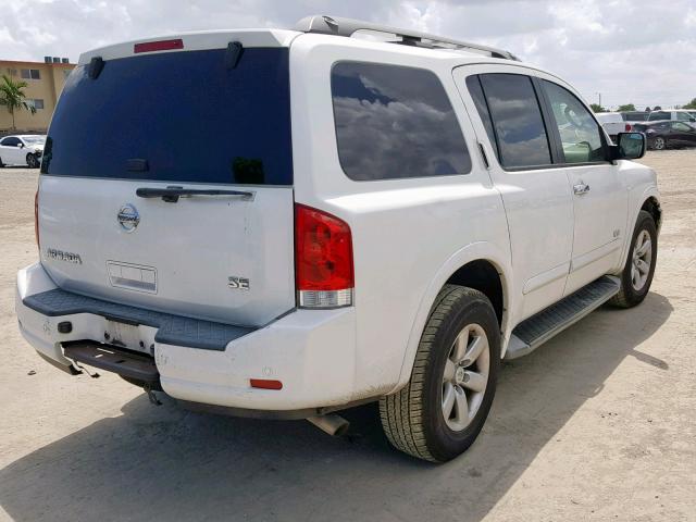 5N1BA08D58N601122 - 2008 NISSAN ARMADA SE WHITE photo 4