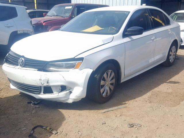 3VW2K7AJ2EM312258 - 2014 VOLKSWAGEN JETTA BASE WHITE photo 2