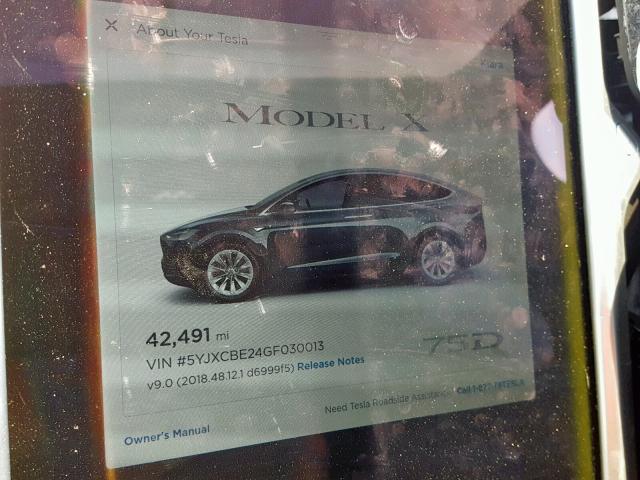 5YJXCBE24GF030013 - 2016 TESLA MODEL X GRAY photo 8