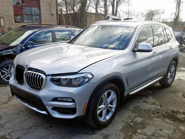 5UXTR9C59KLE16775 - 2019 BMW X3 XDRIVE3 SILVER photo 2