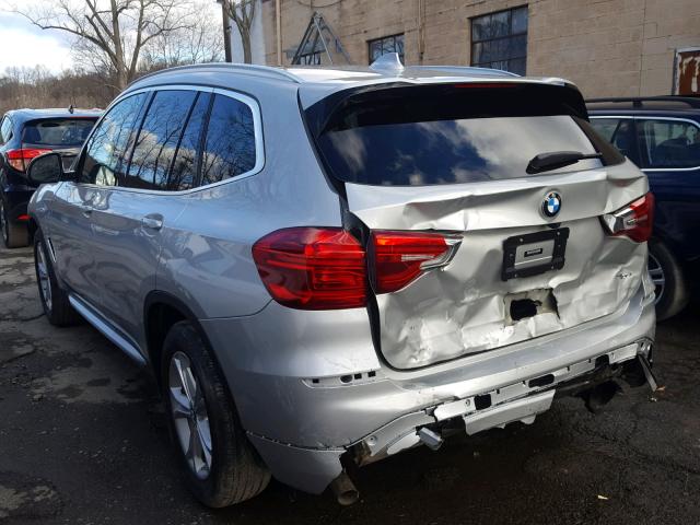 5UXTR9C59KLE16775 - 2019 BMW X3 XDRIVE3 SILVER photo 3