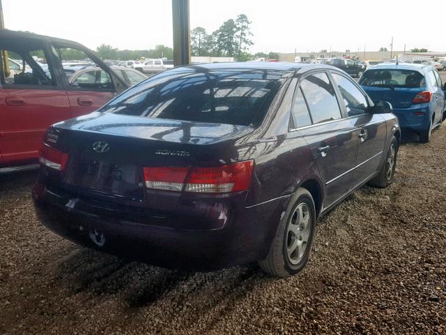 5NPEU46C06H163214 - 2006 HYUNDAI SONATA GLS MAROON photo 4