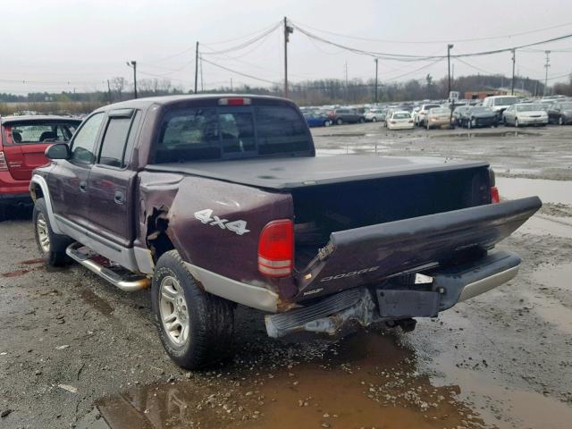 1D7HG48N34S635056 - 2004 DODGE DAKOTA QUA BURGUNDY photo 3