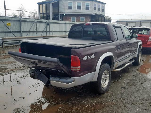 1D7HG48N34S635056 - 2004 DODGE DAKOTA QUA BURGUNDY photo 4