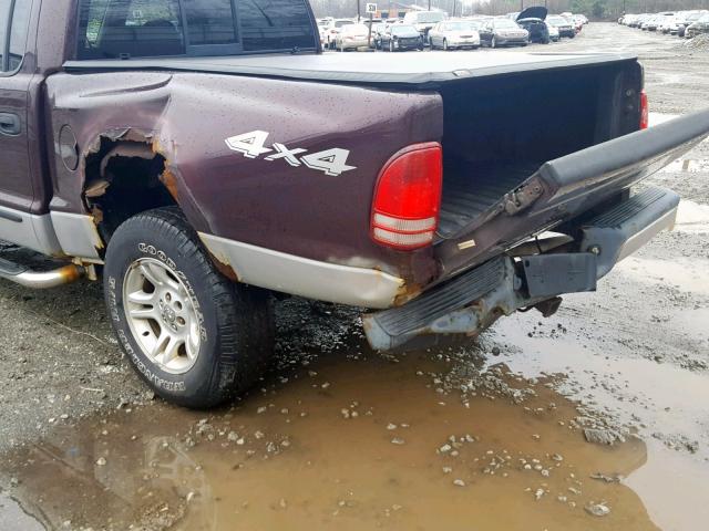 1D7HG48N34S635056 - 2004 DODGE DAKOTA QUA BURGUNDY photo 9