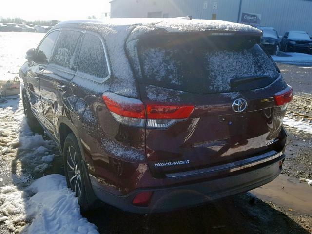 5TDJZRFH8JS496112 - 2018 TOYOTA HIGHLANDER BURGUNDY photo 3