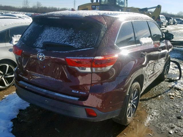 5TDJZRFH8JS496112 - 2018 TOYOTA HIGHLANDER BURGUNDY photo 4