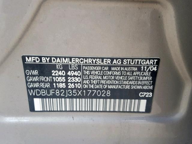 WDBUF82J35X177028 - 2005 MERCEDES-BENZ E 320 4MAT SILVER photo 10