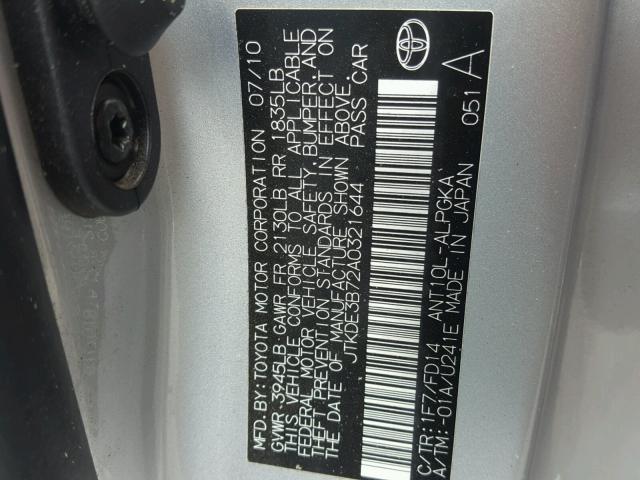 JTKDE3B72A0321644 - 2010 TOYOTA SCION TC Boz foto 10