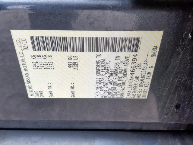 1N4AL2AP0AN466394 - 2010 NISSAN ALTIMA BAS GRAY photo 10