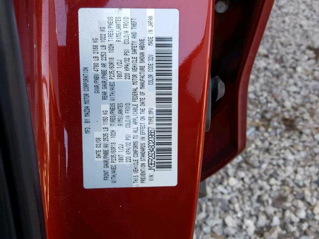 JM3ER293480209667 - 2008 MAZDA CX-7 RED photo 10