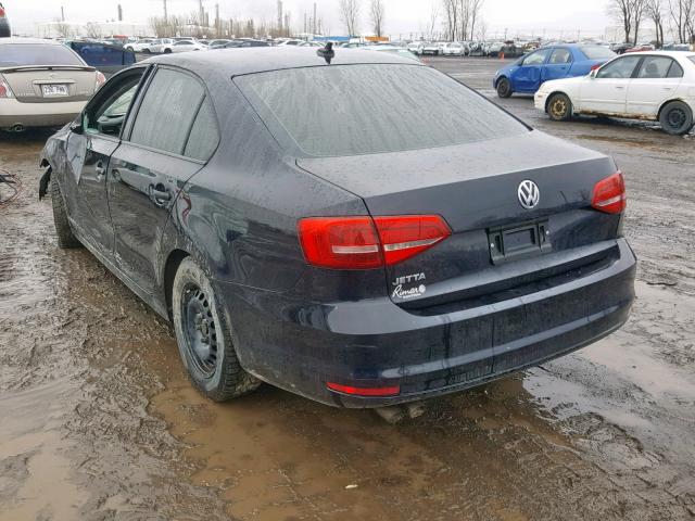 3VW2K7AJ3FM327790 - 2015 VOLKSWAGEN JETTA BASE BLACK photo 3