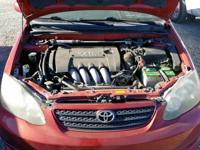 2T1BY32E35C343636 - 2005 TOYOTA COROLLA XR RED photo 7