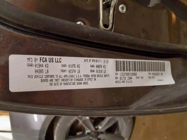 1C3CDFBB8FD299682 - 2015 DODGE DART SXT GRAY photo 10