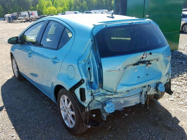 JTDKDTB32E1067075 - 2014 TOYOTA PRIUS C BLUE photo 3