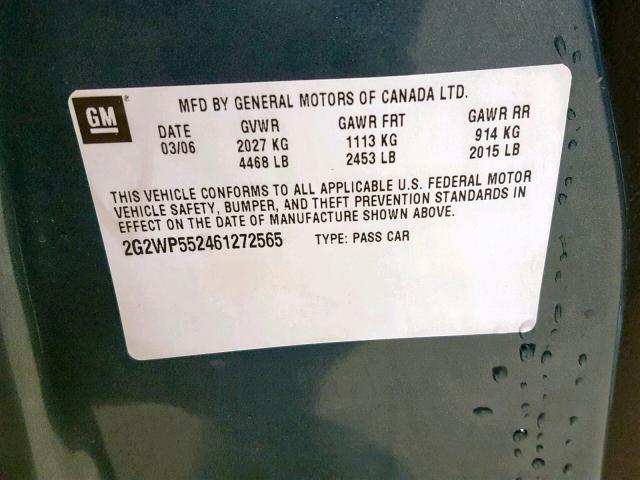 2G2WP552461272565 - 2006 PONTIAC GRAND PRIX 灰色 照片 10